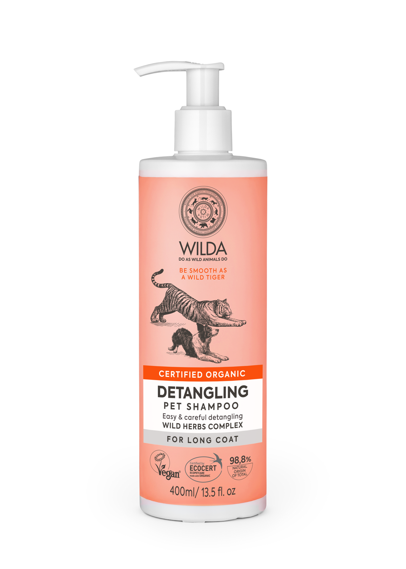 Wilda pet shampoo bottle on a white background