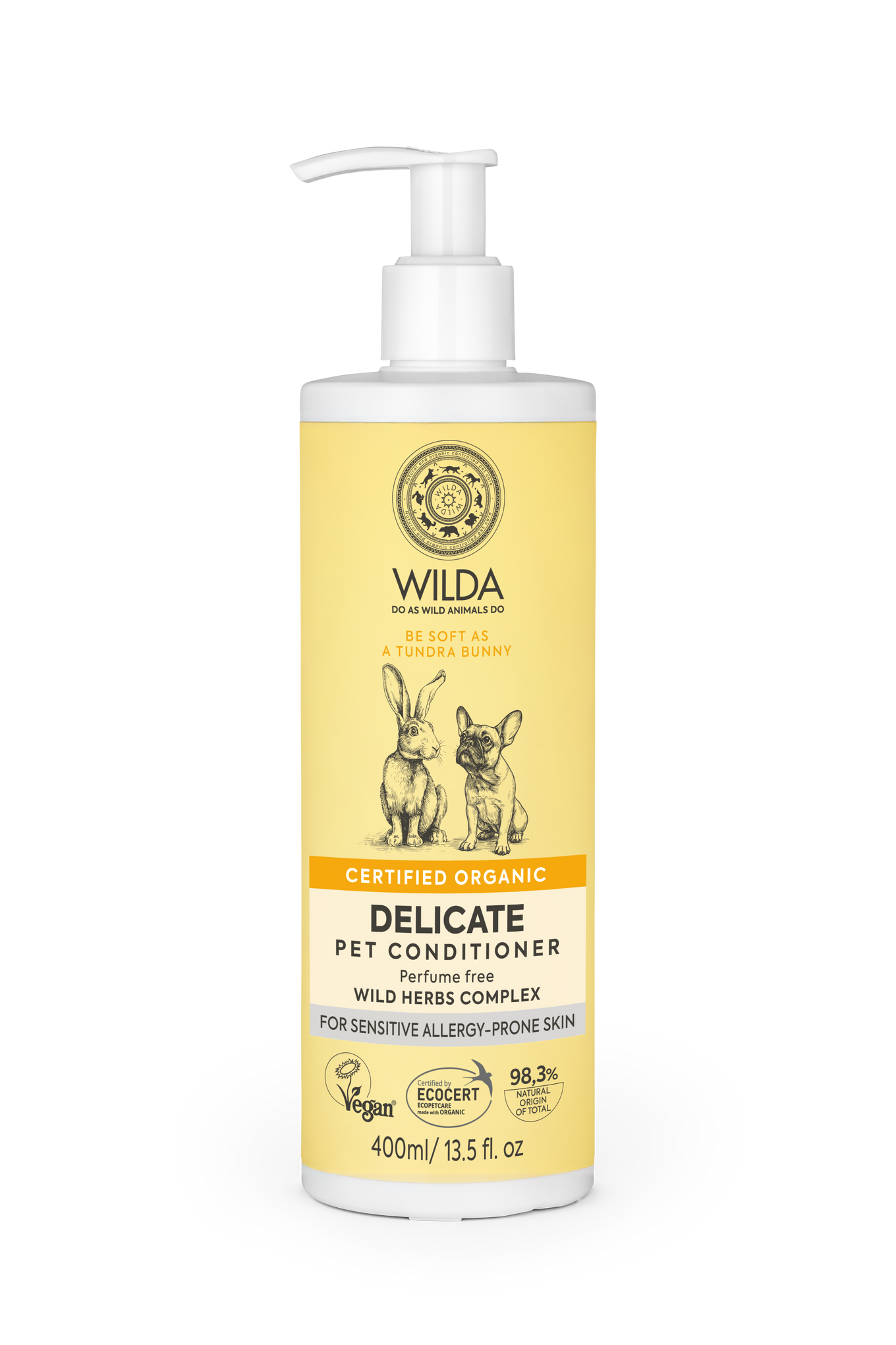 Wilda Delicate Pet Conditioner bottle on a white background
