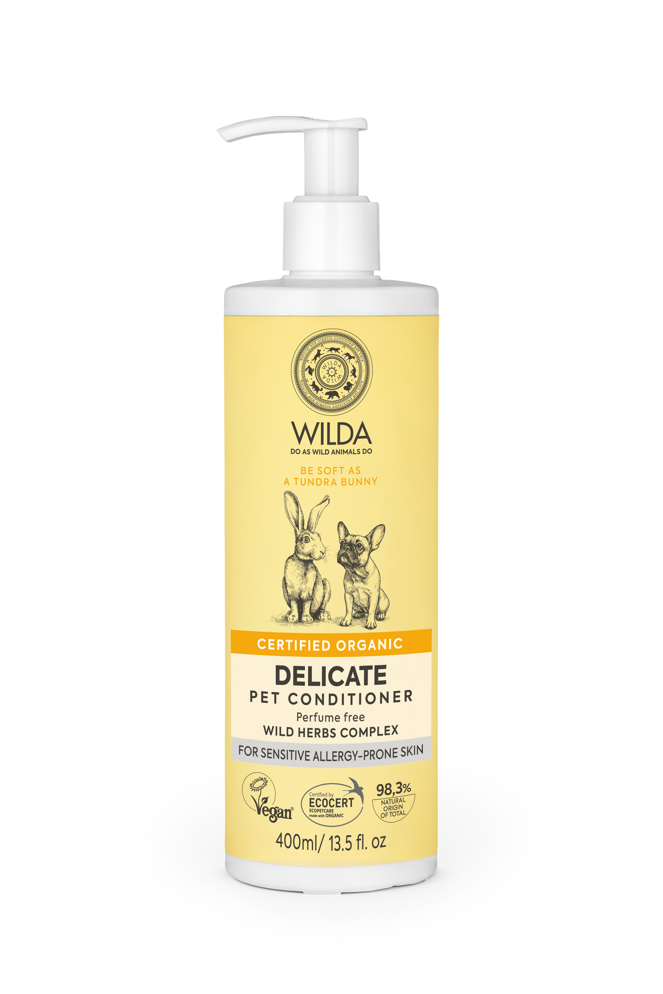 Wilda Delicate Pet Conditioner bottle on a white background