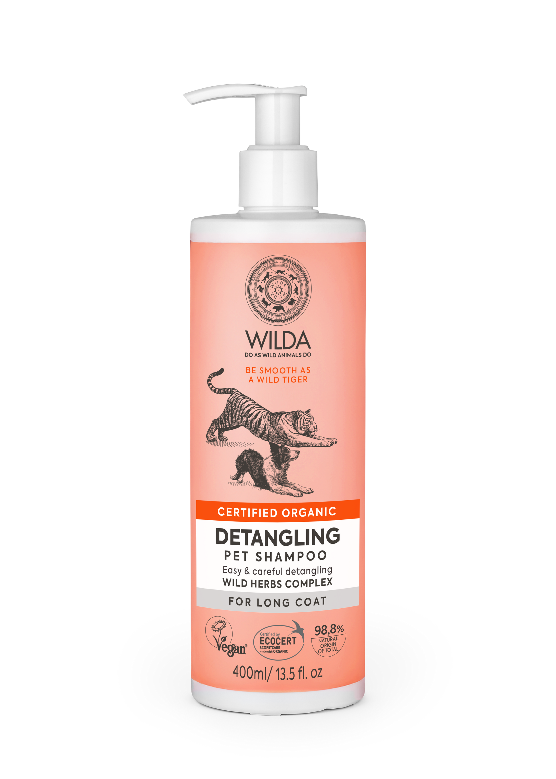 Wilda pet shampoo bottle on a white background