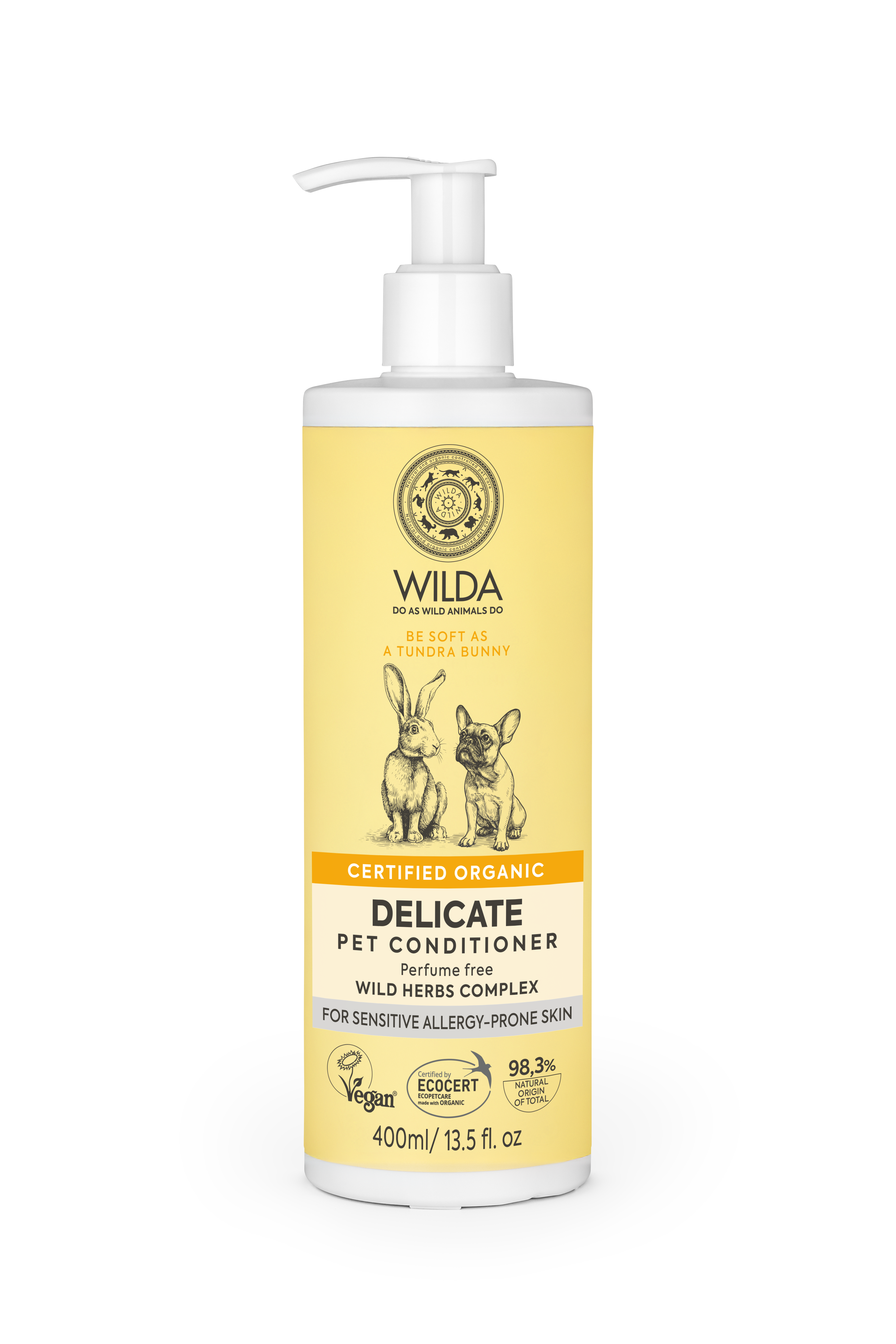 Wilda Delicate Pet Conditioner bottle on a white background